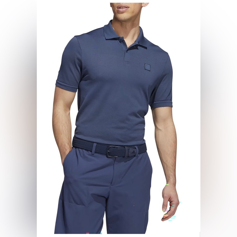 Adidas Golf Polo Mens Sz S GO TO Shirt Stretch Jacquard Navy Blue HF6496